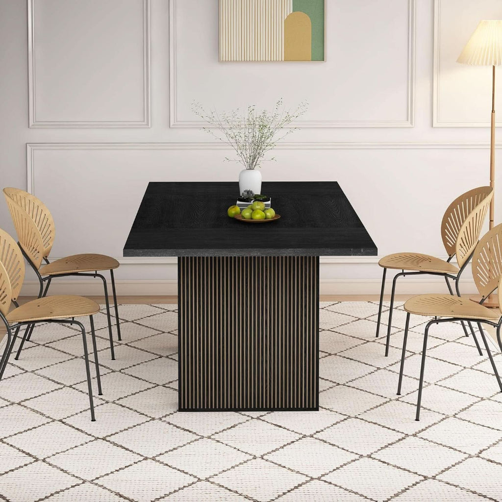 Dining Table 78 Inch Black Rectangular Farmhouse Kitchen-4