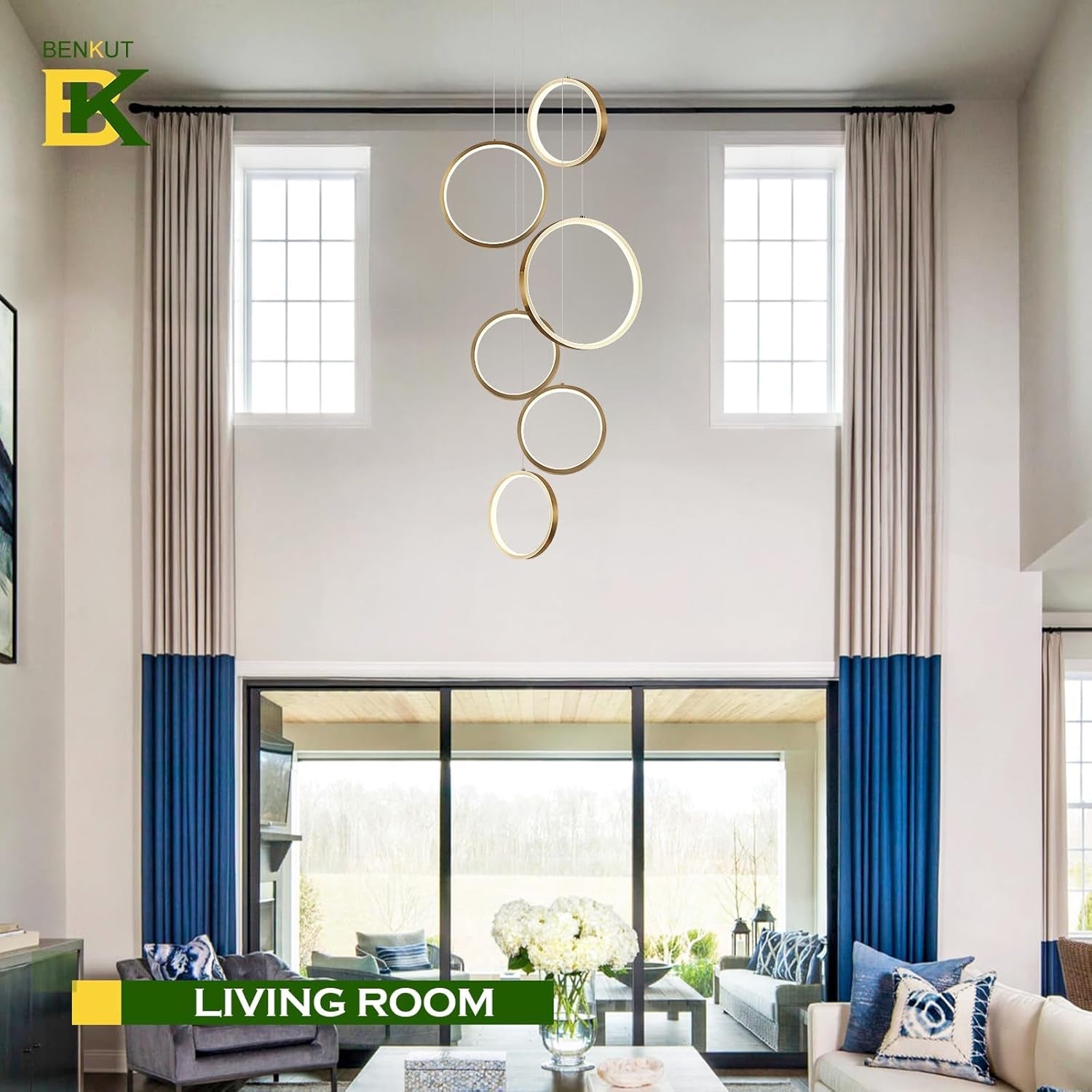 Gold Modern LED Chandelier Dimmable Pendant Luminaire
