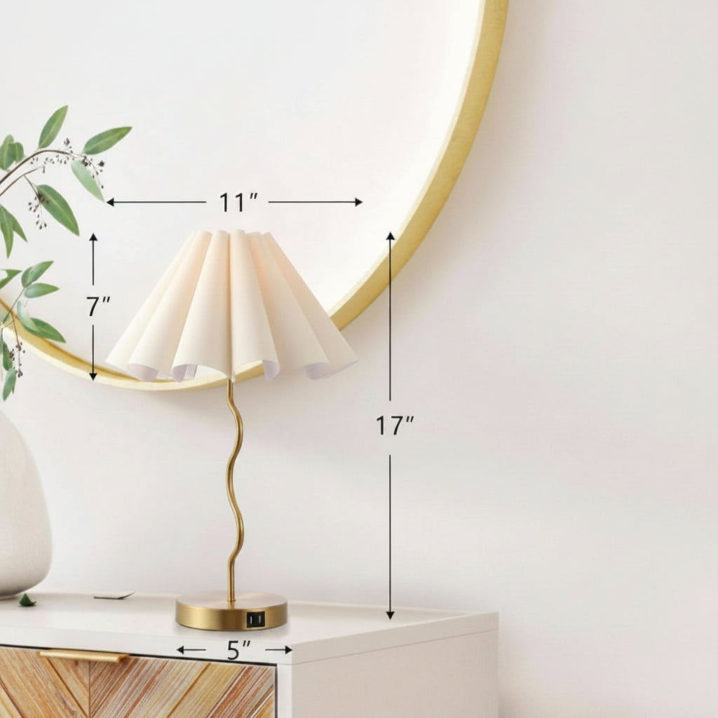 Pleated Linen Table Lamp Modern Bedside Illumination-1
