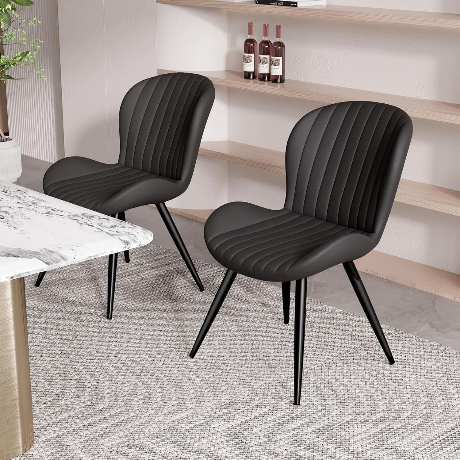 Dining Chairs Set Of 6 Modern Upholstered Black 19 Inch-2