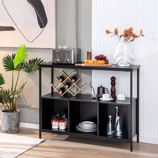 Modern Kitchen Buffet Sideboard with 3 Compartments-Rustic Brown