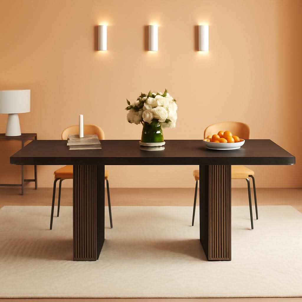 Dining Table 78 Inch Black Rectangular Farmhouse Kitchen-0
