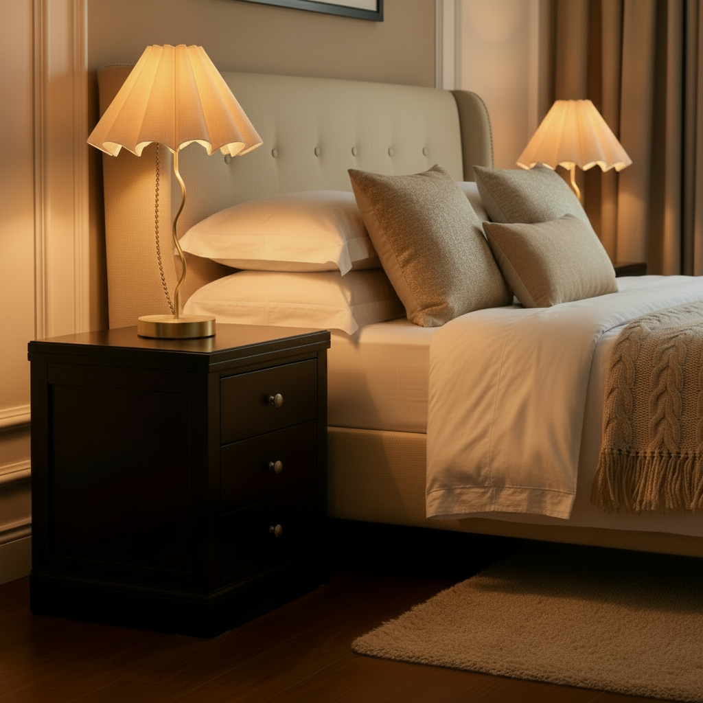 Velmora Aurielle Pleated Linen Table Lamp