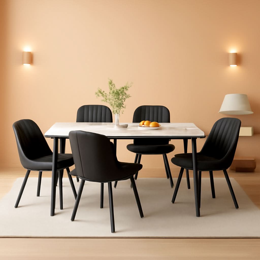 Dining Chairs Set Of 6 Modern Upholstered Black 19 Inch-0