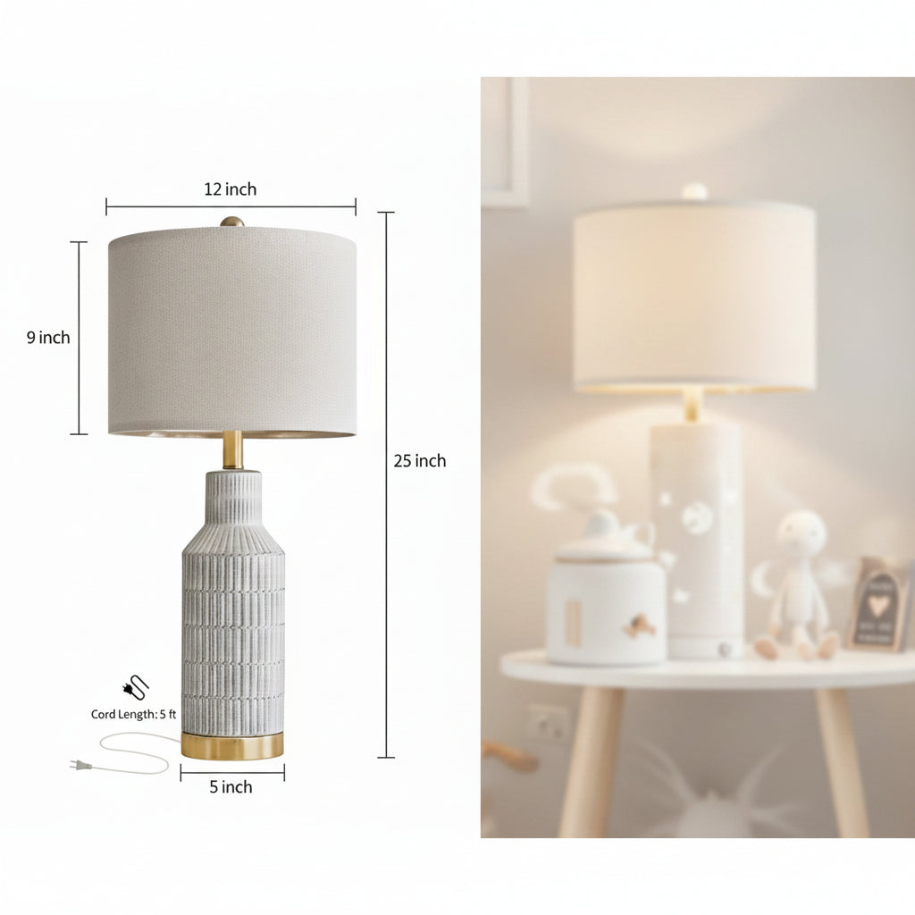 25-Inch White Washed Ceramic Contemporary Table Lamps-3