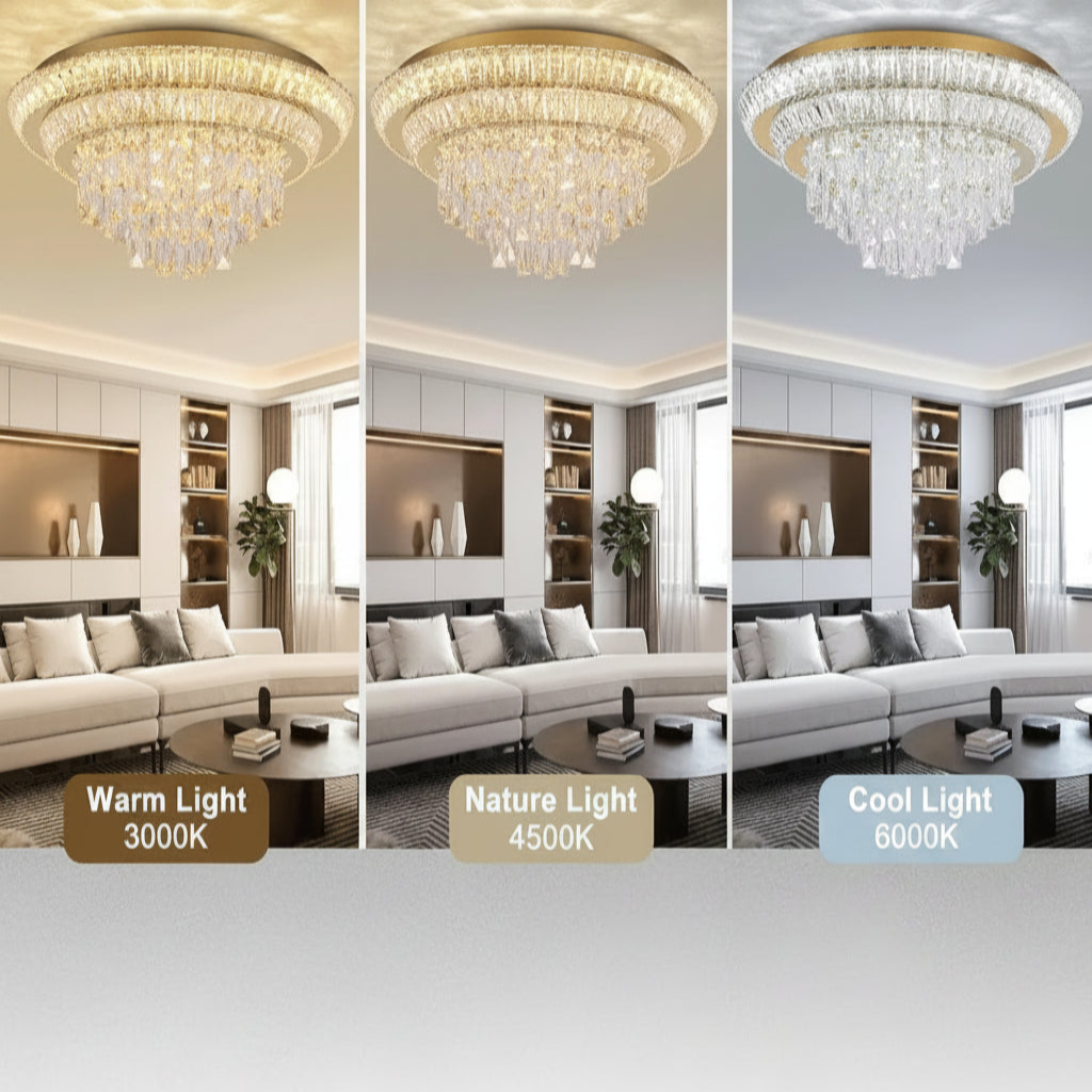 Luxury crystal flush mount chandelier with elegant modern design