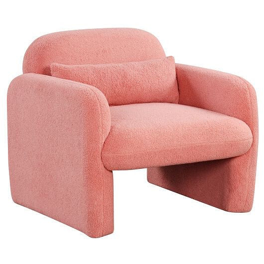 Modern Accent Chair with Waist Pillow and Armrests for Living Room Bedroom-Beige