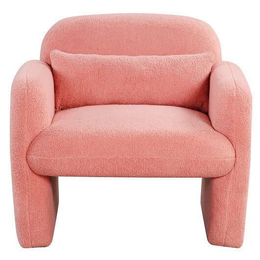 Modern Accent Chair with Waist Pillow and Armrests for Living Room Bedroom-Beige