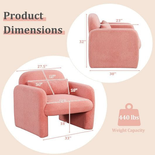 Modern Accent Chair with Waist Pillow and Armrests for Living Room Bedroom-Beige