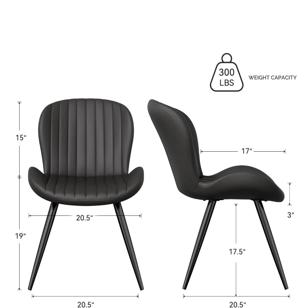 Dining Chairs Set Of 6 Modern Upholstered Black 19 Inch-1