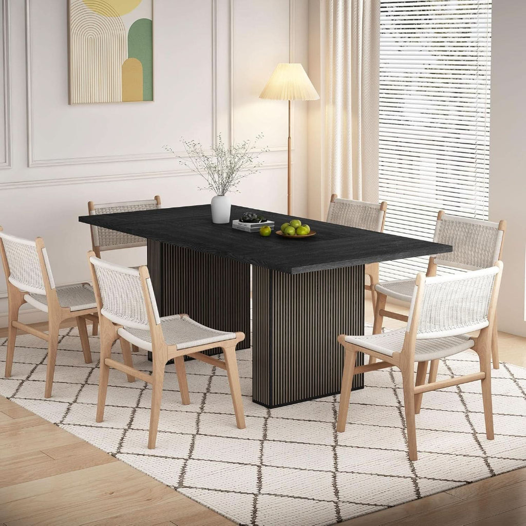 Dining Table 78 Inch Black Rectangular Farmhouse Kitchen-3