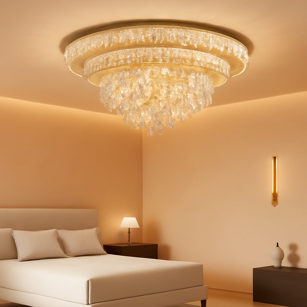 Luxury crystal flush mount chandelier with elegant modern design