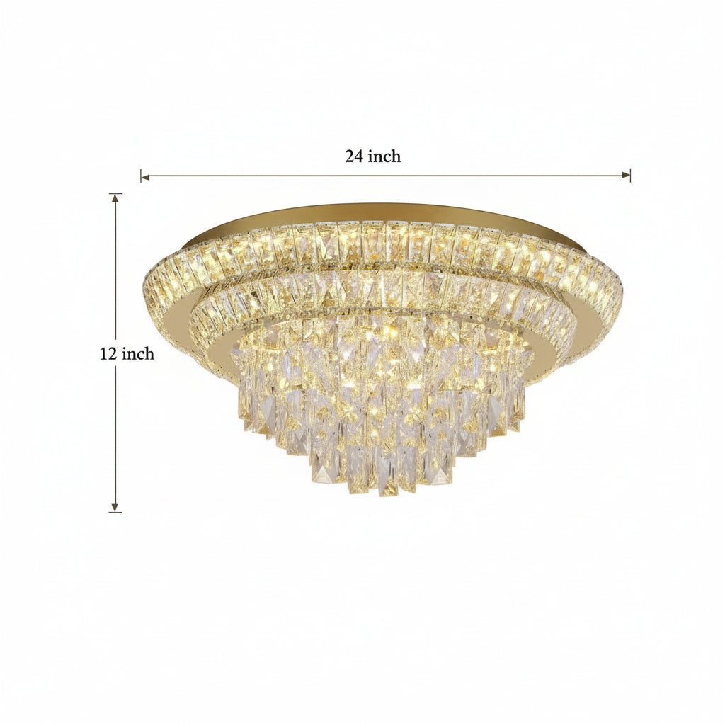Luxury crystal flush mount chandelier with elegant modern design